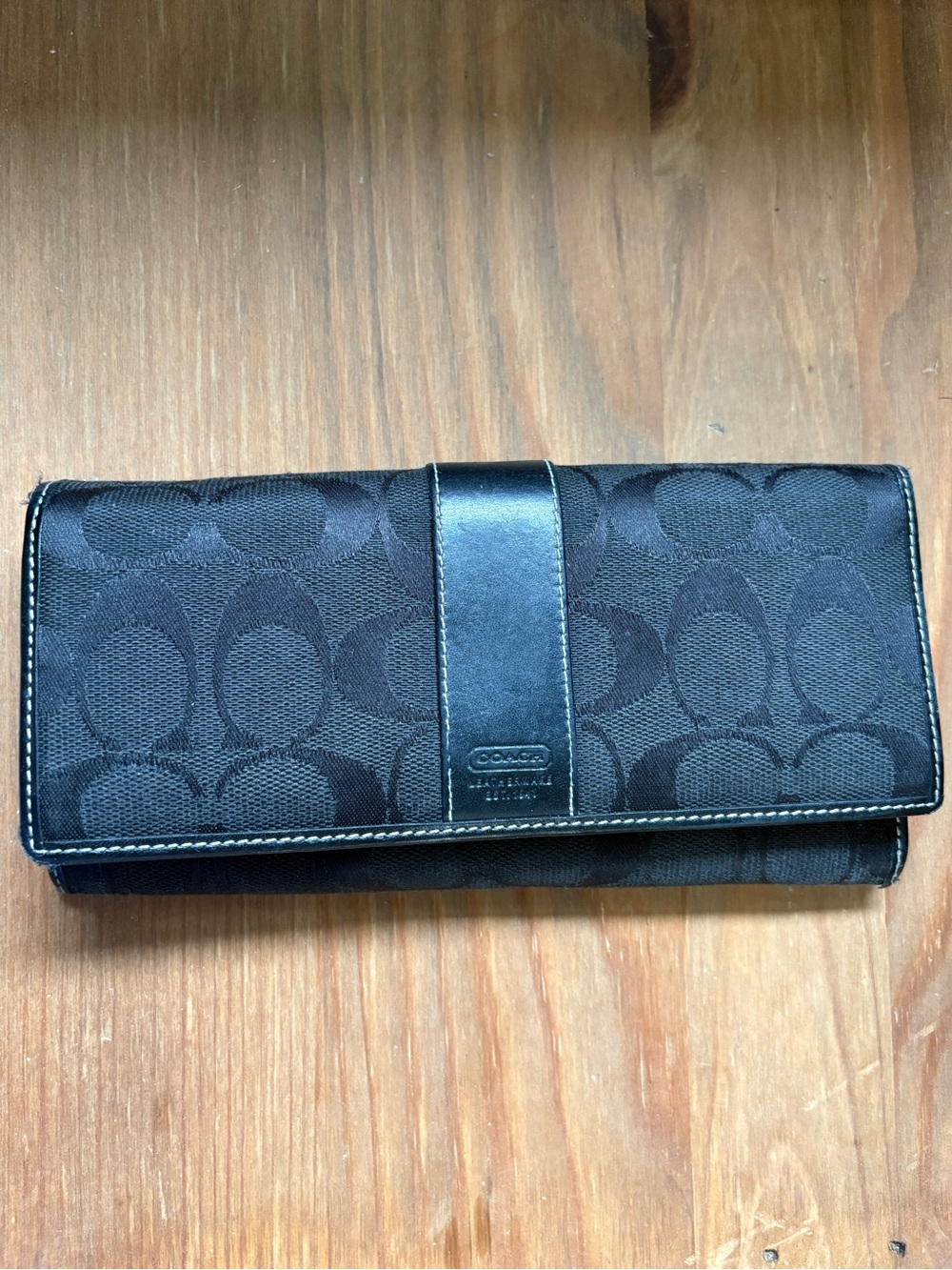 Coach Black Signature Continental Wallet